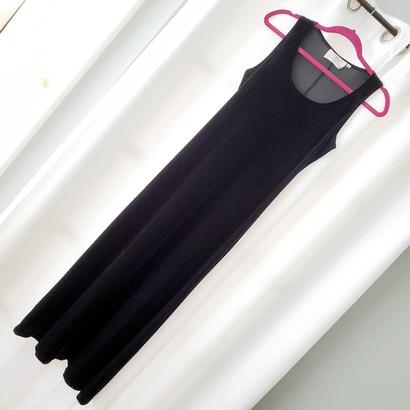 90s Vintage • Black Velvet Tank Maxi Slip Dress - Picture 1 of 4